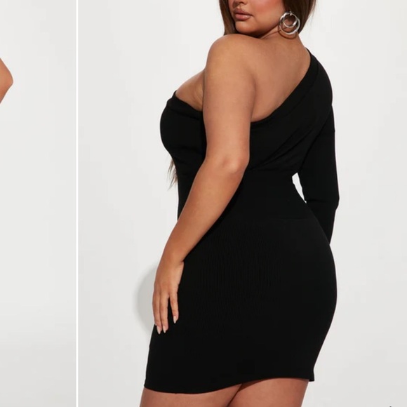 Fashion Nova Black One-Shoulder Mini Dress Effortless noir essentials - Picture 4 of 6